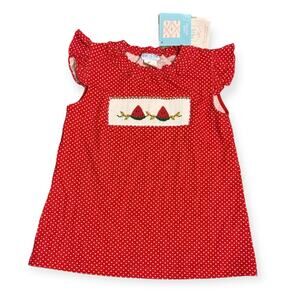 NEW Vive La Fete Girls Smocked Knit Angel Wing ShortSleeve Blouse Red PolkaDot 6
